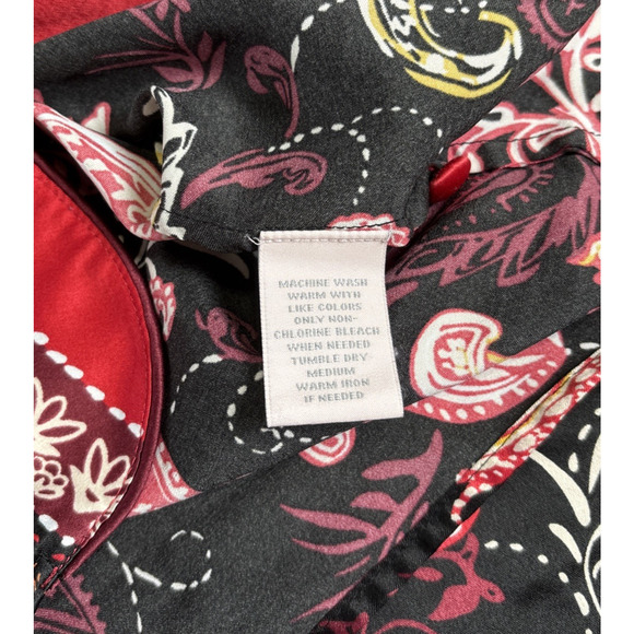 Cabernet Silky Satin Pajama Set Size M Paisley Dark Romantic Long Sleeve Classic - Picture 8 of 8